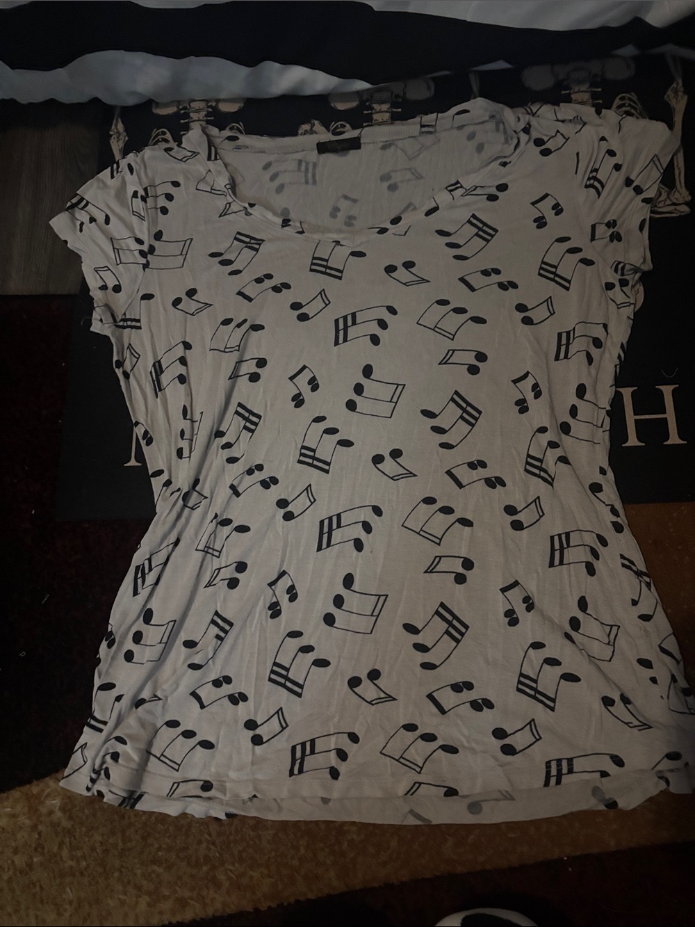 Y2k Women’s White Music Note Tee Large